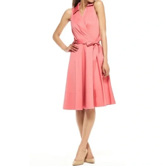 Gal Meets Glam Heather Wrap Fit & Flare Dress Pink 4 NWT - Picture 3 of 11